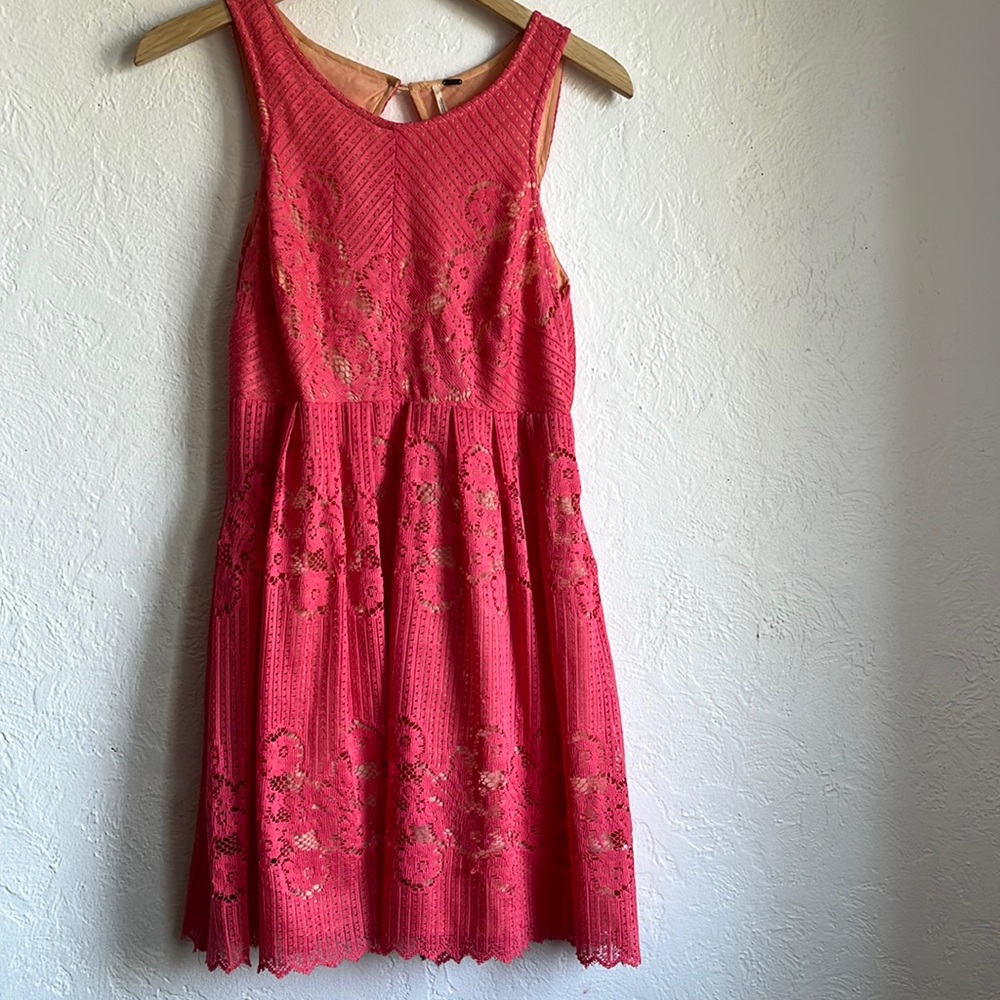 Free People pink lace open back summer dress size 6